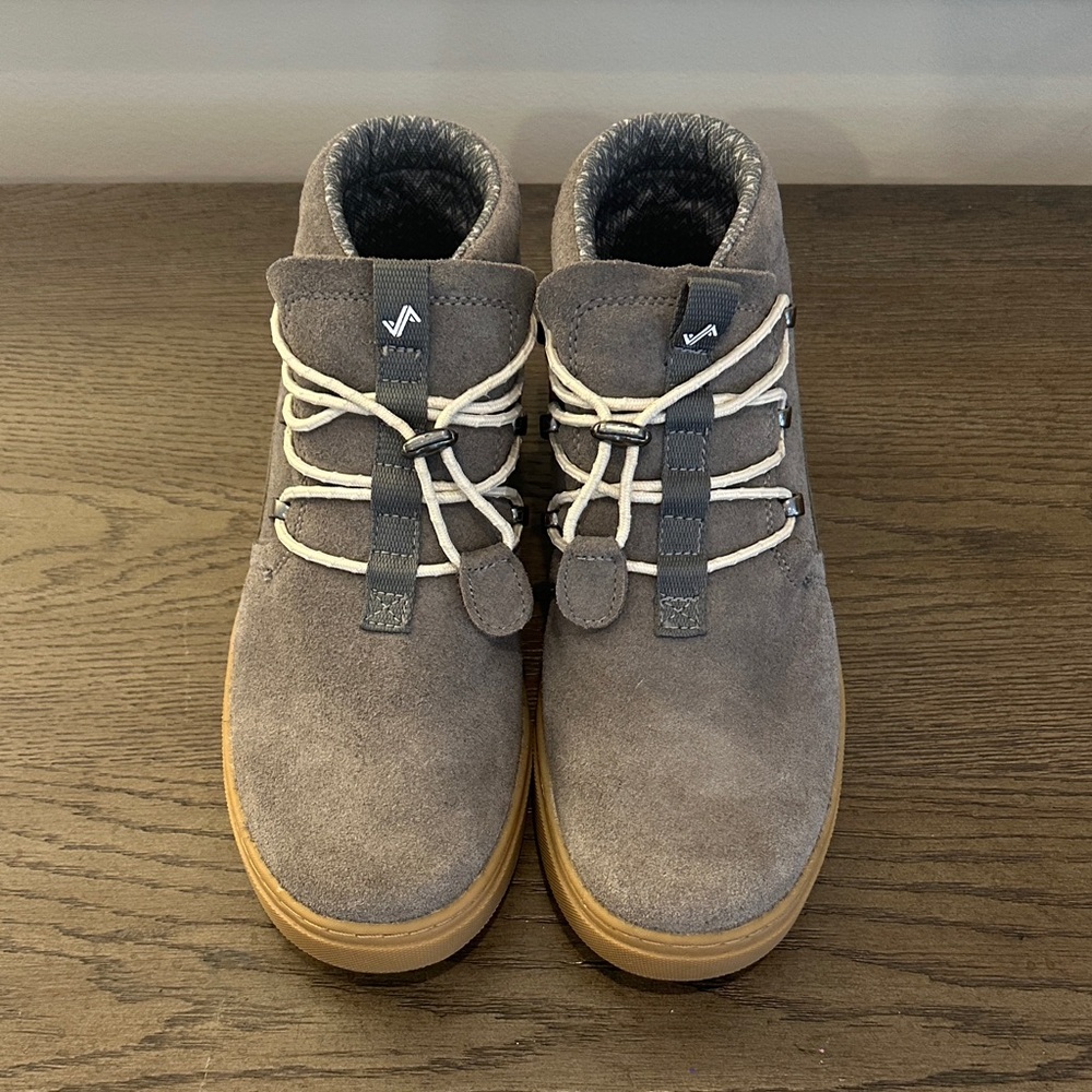 Women's Gray Boots with Tan Soles